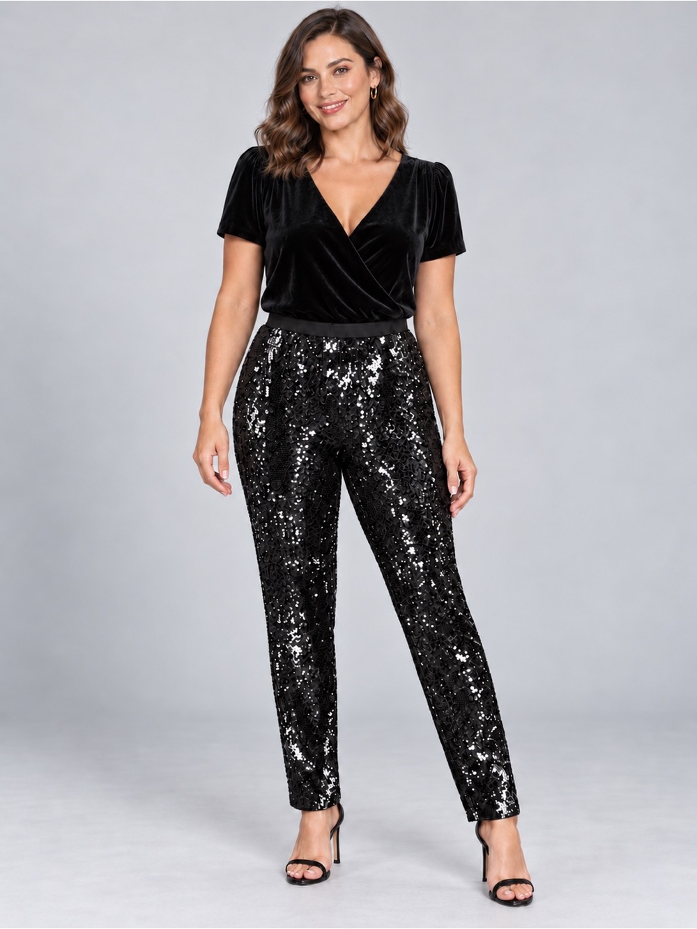 Express Black Iridescent Sequin Leggings